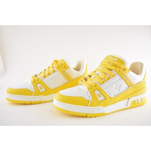 Louis Vuitton Yellow White Empreinte Leather Low Trainer Sneaker UK 9 US 10 11 - Picture 11 of 13